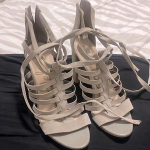 Block high heel Sam Edelman size 10 zip and lace up shoes